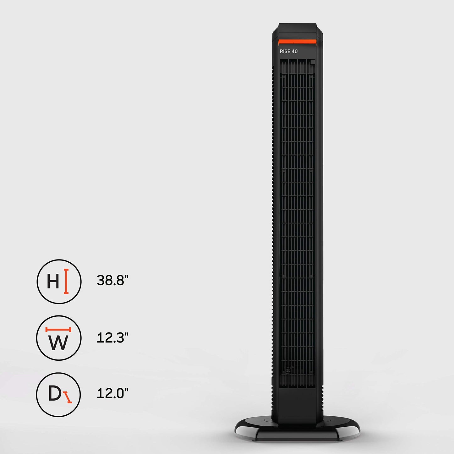 Sharper Image RISE 40 Oscillating Tower Fan with 4 Speeds, Remote Control, Black