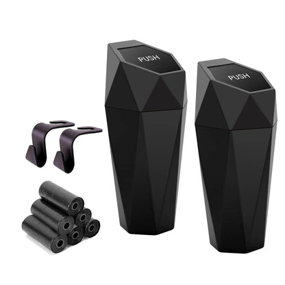Update: DEAD! Ginsco Car Cup Holder Trash Can, Leakproof Mini Trash with Lid and 90 Bags, 2 Pack for Car and Home with 2 ABS Hooks, Black