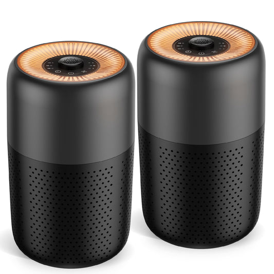 2 Pack TPLMB Air Purifiers for Bedroom,H13 HEPA Filters,Fragrance Sponge for Better Sleep,Portable Air Purifier with Nightlight Speed Control,For Home Living Room,24dB Filtration System,P60 Black.
