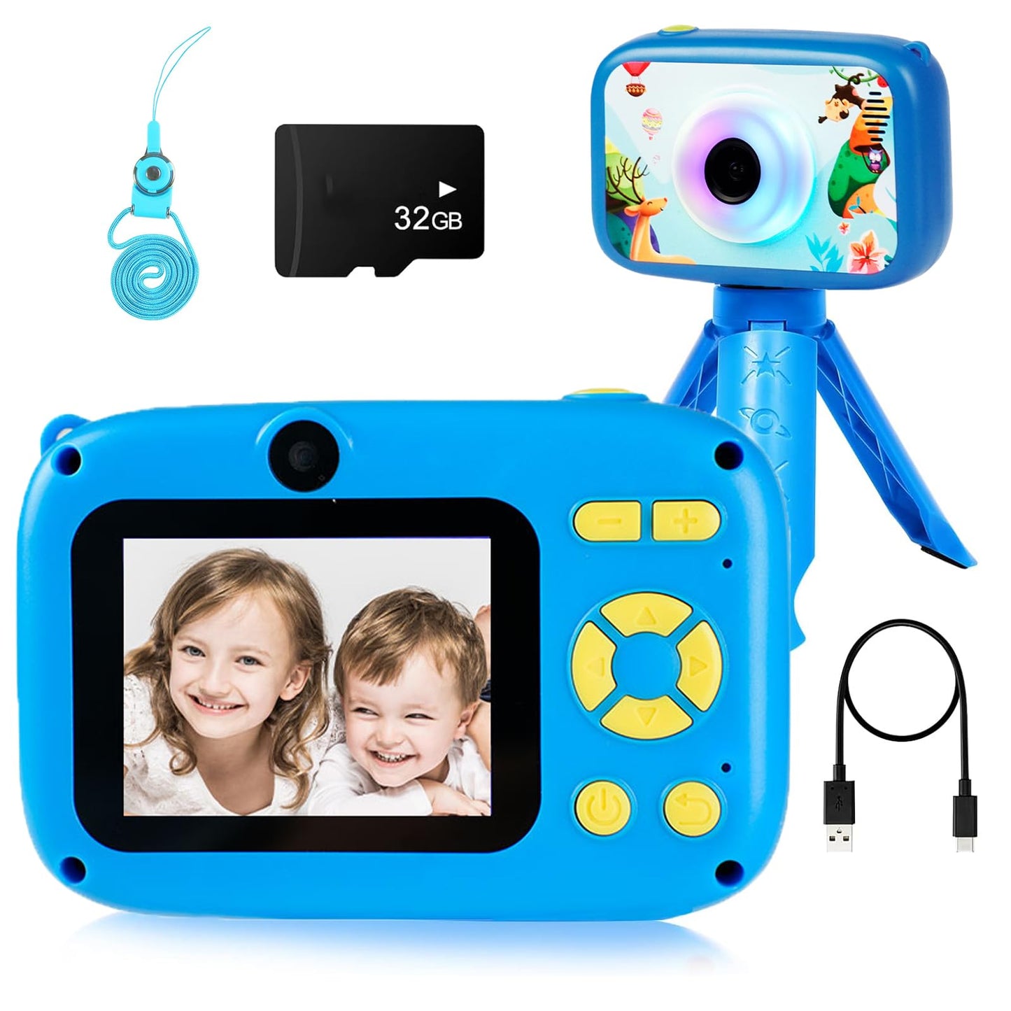 FiliWel Kids Camera, HD Digital Video Camera for Kids 3-9, 2.4 Inch Display Selfie Toddler Camera Toy with 32GB SD Card, Christmas Birthday Gifts for Boys and Girls