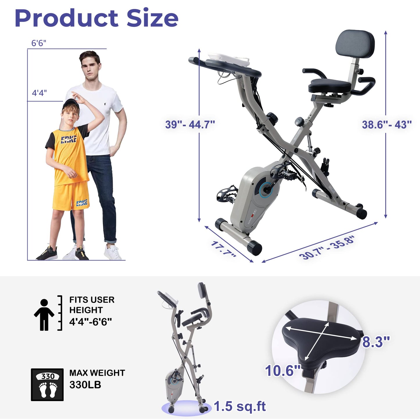 BARWING Exercise Bike for Home Workout Stationary Bike | 330LB Capacity, 16-Level Magnetic Resistance, Seat Backrest Adjustments