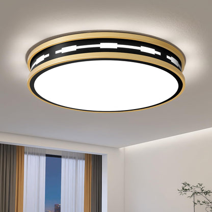 Peblto Modern LED Ceiling Light, Minimalist Flush Mount Ceiling Lights for Bedroom, Round Ceiling Lamp Lighting Fixture for Hallway, Kitchen, Laundry Room, Black Gold
