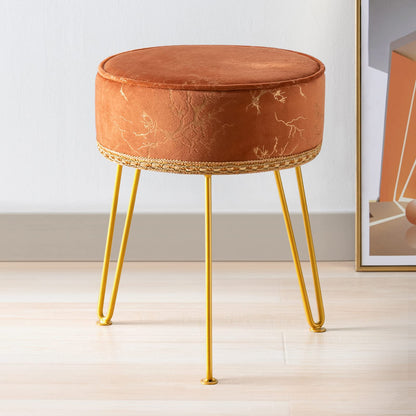 Soohow Vanity Chair Foot Stool Ottoman, Round Small Vanity Stool Chair for Makeup Room, Stool for Vanity Chair for Makeup Room with Metal Legs, Ottoman Foot Rest Makeup Chair for Vanity, Living Room