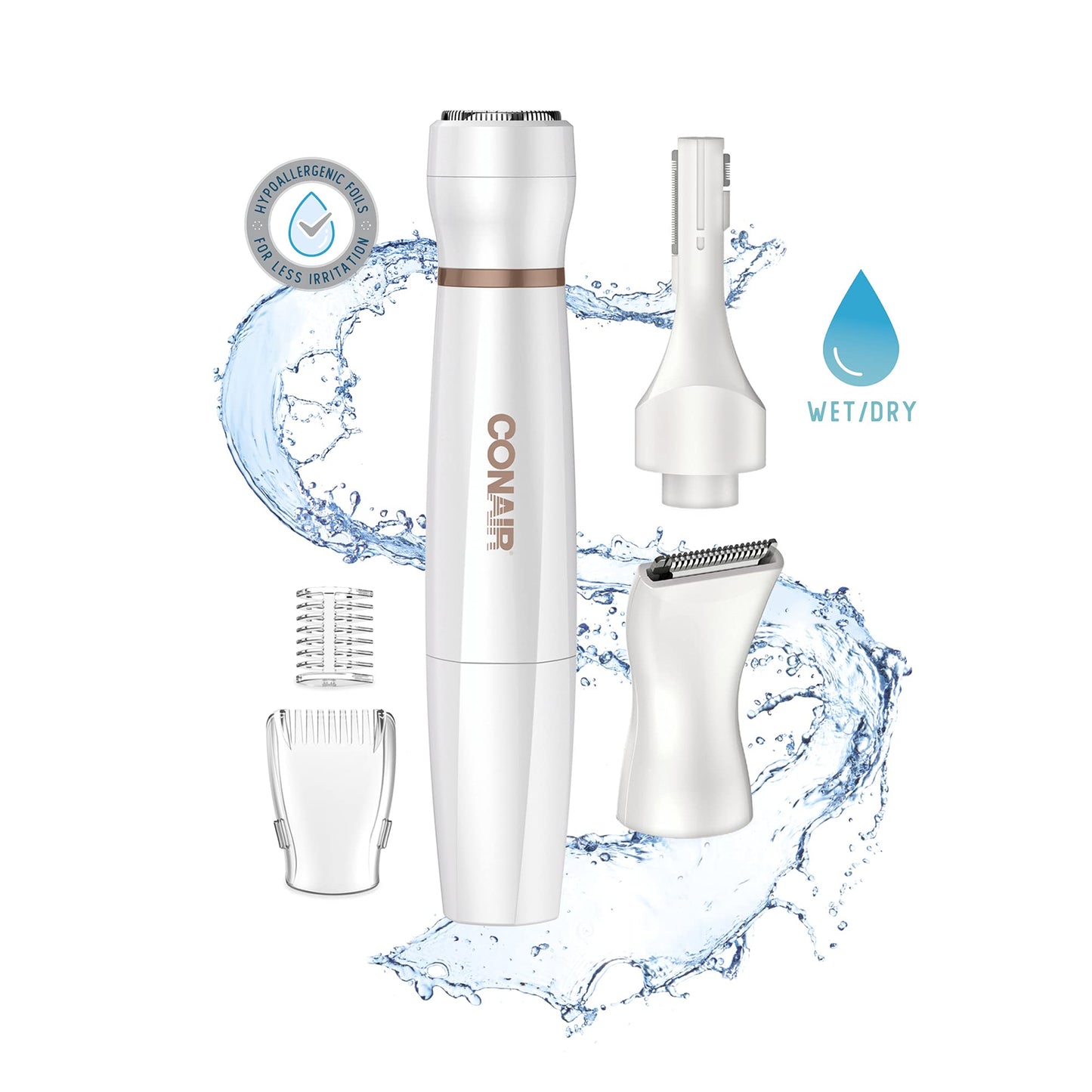 Conair All-In-1 Facial Hair Removal for Women, Cordless Electric Trimmer, Perfect for Face, Ear/Nose, Eyebrows, and Bikini Lines
