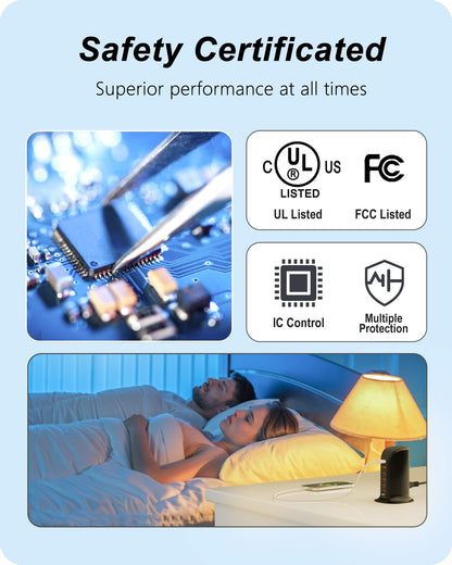 VPSUN USB Charger 6 Port 50W Multi USB Tower Charging Station for Multiple Devices iPhone 15/14/14 Pro/14 Pro Max/13 Pro/13 Pro Max/Android/Samsung/Tablet,etc(Black USB)