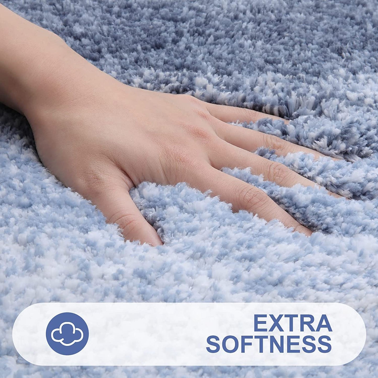 OLANLY Luxury Bathroom Rug Mat 24x16, Extra Soft and Absorbent Polyester Bath Rugs, Non-Slip Plush Shaggy Bath Carpet, Machine Wash Dry, Bath Mats for Bathroom Floor, Tub and Shower, Blue