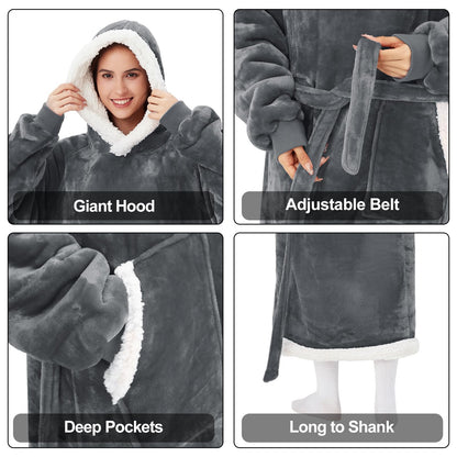 JULY'S SONG Wearable Blanket Hoodie for Adults Fleece Warm Oversized Thick Sweatshirt Robe with Pocket for Women Men Home Outside Christmas Gift Package