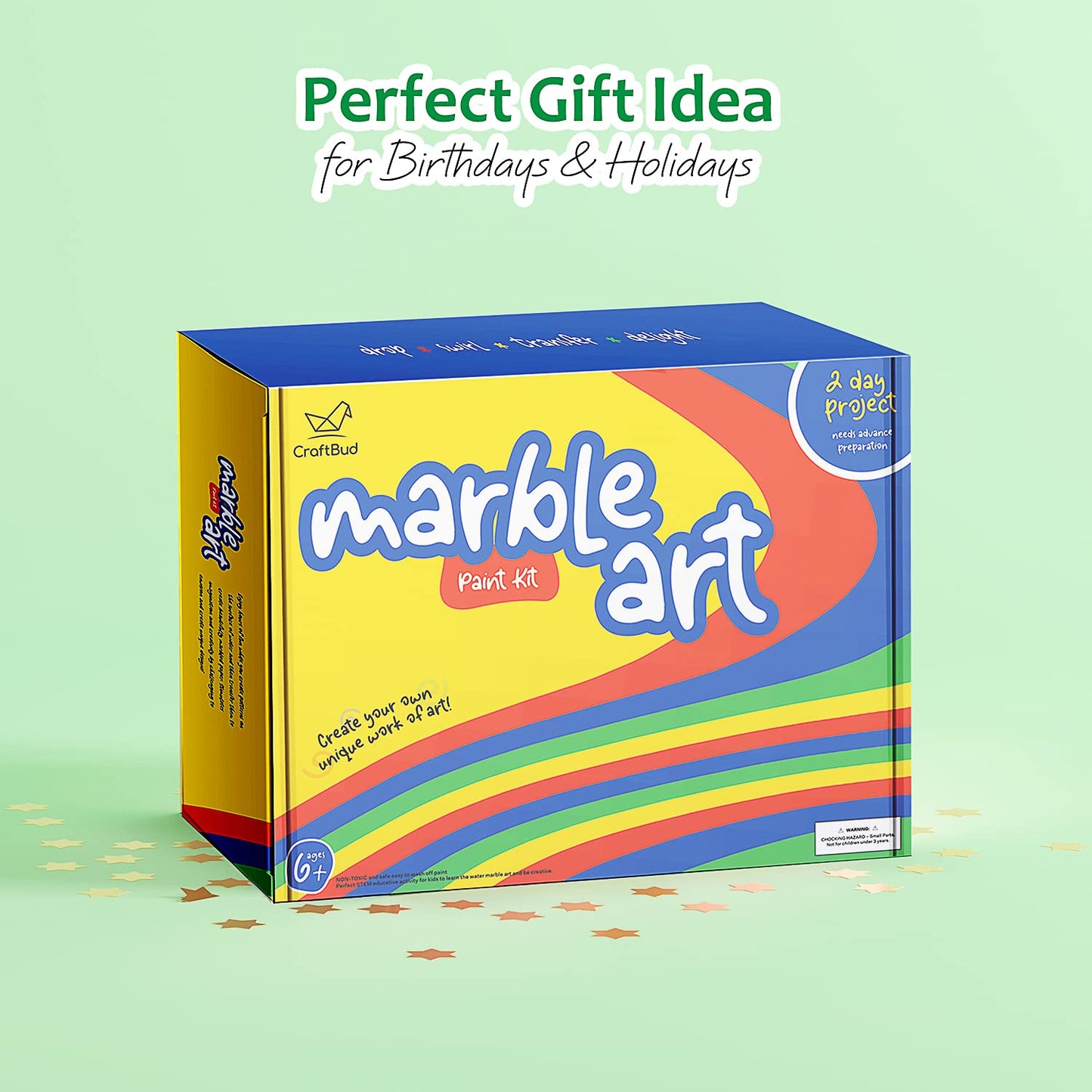 Marble Painting Kit - Kids Art, Water Marbling Paint Kit for Kids Ages 8-12 Girls & Boys, Fun Activity Water Marbling Paint Art Kit for Kids, 5 Paint Colors, Perfect Kids Gift for All Ages