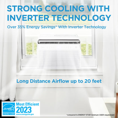 Midea 12,000 BTU U-Shaped Smart Inverter Air Conditioner–Cools up to 550 Sq. Ft., Ultra Quiet with Open Window Flexibility, Works with Alexa/Google Assistant, 35% Energy Savings, Remote Control