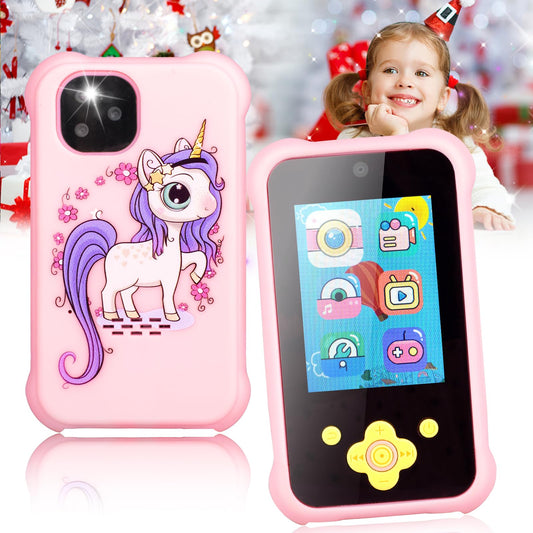 Kids Phone for Girls,2023 Newest Birthday Toys for Ages 3-8,MP3 Music Player Puzzle Games with Flip Camera,Toddler Learning Toys for 3 4 5 6 7 8 Year Old Girl with 3 Camera,32G SD Card