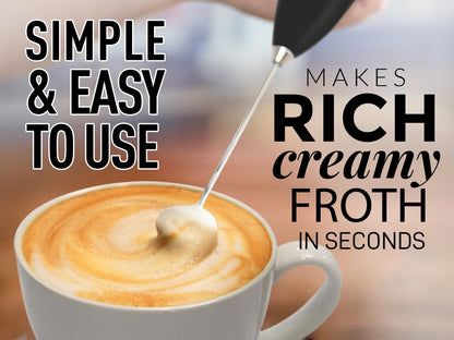 Zulay Powerful Milk Frother Handheld Foam Maker for Lattes - Whisk Drink Mixer for Coffee, Mini Foamer for Cappuccino, Frappe, Matcha, Hot Chocolate by Milk Boss (Black)