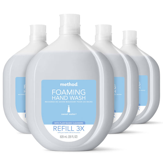 Method Foaming Hand Soap Refill, Sweet Water, Recyclable Bottle, Biodegradable Formula, 28 fl oz (Pack of 4)
