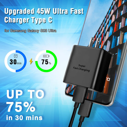 FasChageek 45W Super Fast Charger Type C Fast Charging USB C Android Phone Charger with 5FT Cable for Samsung Galaxy S24 S23 Ultra/S23/S23+/S22/S22 Ultra/S22+/Note 10/20/S20/S21 Galaxy Tab S7/S8