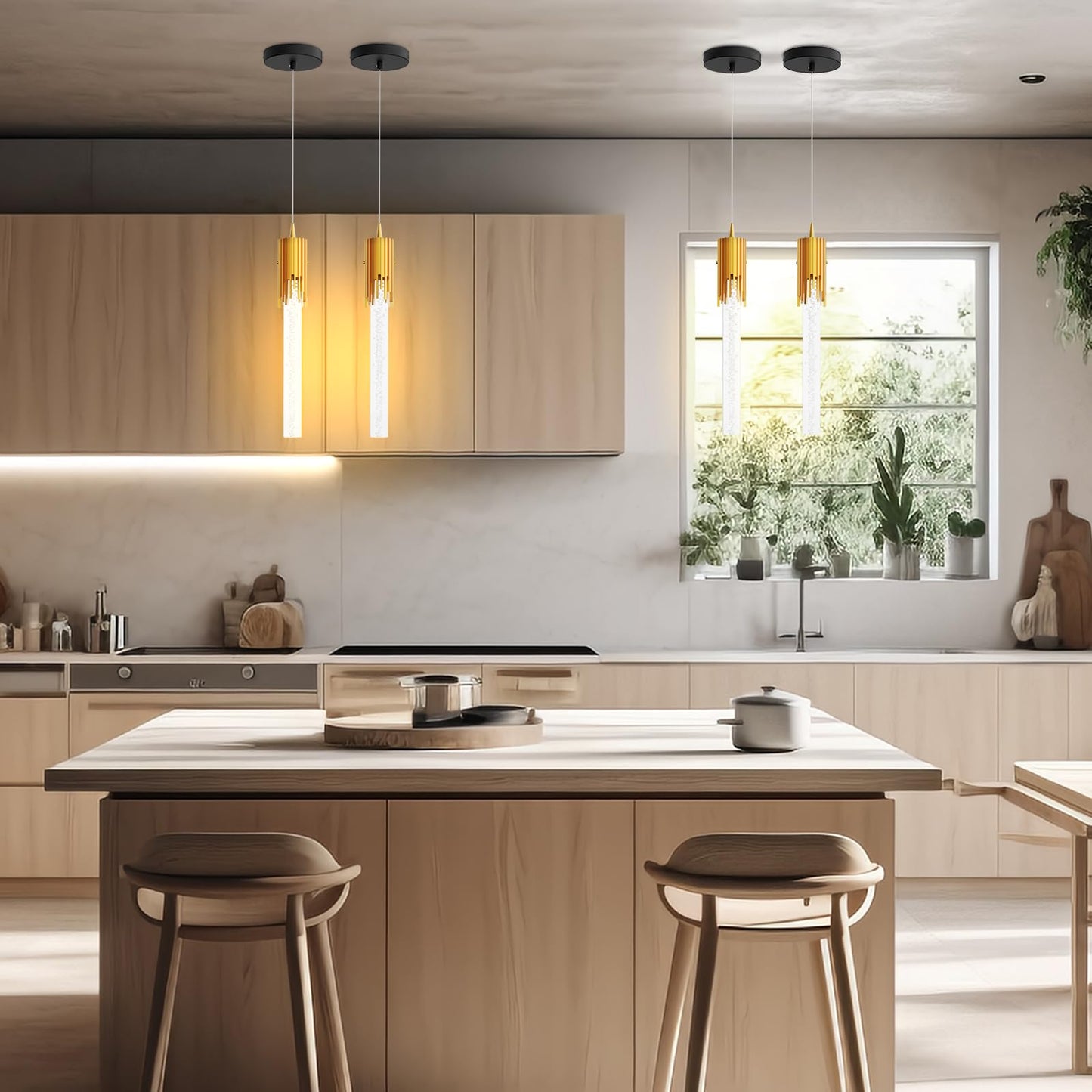 ADD 2 TO YOUR CART! Galental Modern Pendant Light, LED Bubble Kitchen Island Light Fixtures, Adjustable Dinning Room Pendant Lighting, 8W 4000K Gold Hanging Light for Kitchen Island Dinning Room Bedroom Hallway