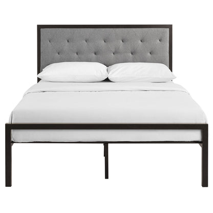 UPDATE: DEAD! Modway Mia Upholstered Brown Beige Tufted Platform Bed with Metal Slat Support in Full