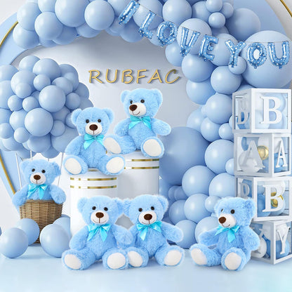 MorisMos 6 Pack Teddy Bear Bulk, Soft Bulk Teddy Bear Stuffed Animals 14 inch, Small Bear Plush for Baby Shower, Kids, Blue