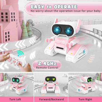 OYMMENEY Robot Toys, Remote Control Toy Robots, RC Robots for Kids with LED Eyes, Flexible Head & Arms, Dance Moves and Music, Birthday for Kids Age 3 4 5 6 7 8 9