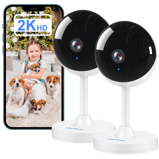 Indoor Security Camera 2K, owltron 2 Pack 2.4GHz WiFi Home Cameras for Baby/Elder/Dog/Pet Monitor Cam with Phone app, 24/7 Cloud&SD Card Storage, 2-Way Audio, Works with Alexa