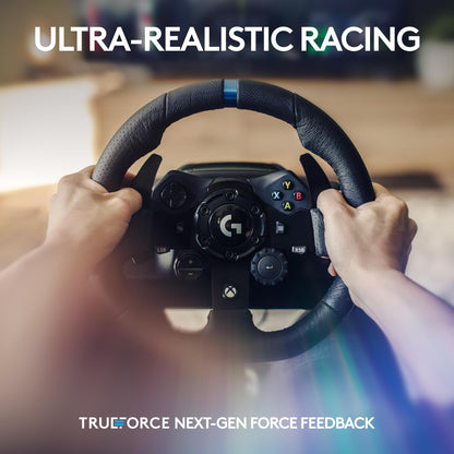 Logitech G923 Racing Wheel and Pedals for Xbox Series X|S, Xbox One and PC featuring TRUEFORCE up to 1000 Hz Force Feedback, Responsive Pedal, Dual Clutch Launch Control, and Genuine Leather Wheel Cover