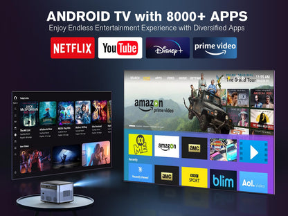 [Auto Focus/Keystone] Android TV Projector 4K with Netflix Built in, VIZONY 800ANSI 5G WiFi Bluetooth Outdoor Projector, FHD Home Movie Projector with 4P4D/Zoom/PPT Compatible Phone/Laptop, 8000+ Apps