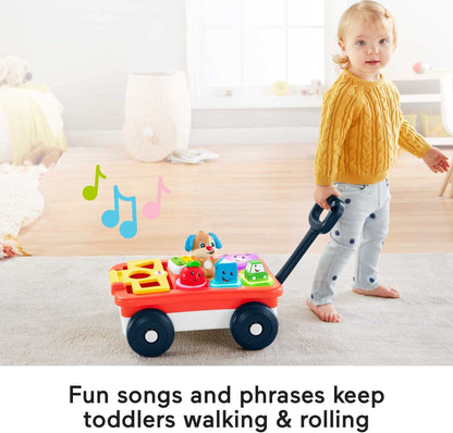 Fisher-Price Laugh & Learn Baby & Toddler Toy, Pull & Play Learning Wagon with Smart Stages & 4 Pieces for Ages 6+ Months