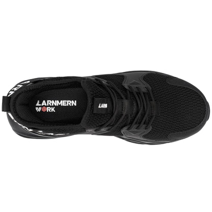 LARNMERN Steel Toe Shoes for Men Lightweight Safety Toe Shoes Comfortable Work Sneakers Indestructible Composite Toe Black White