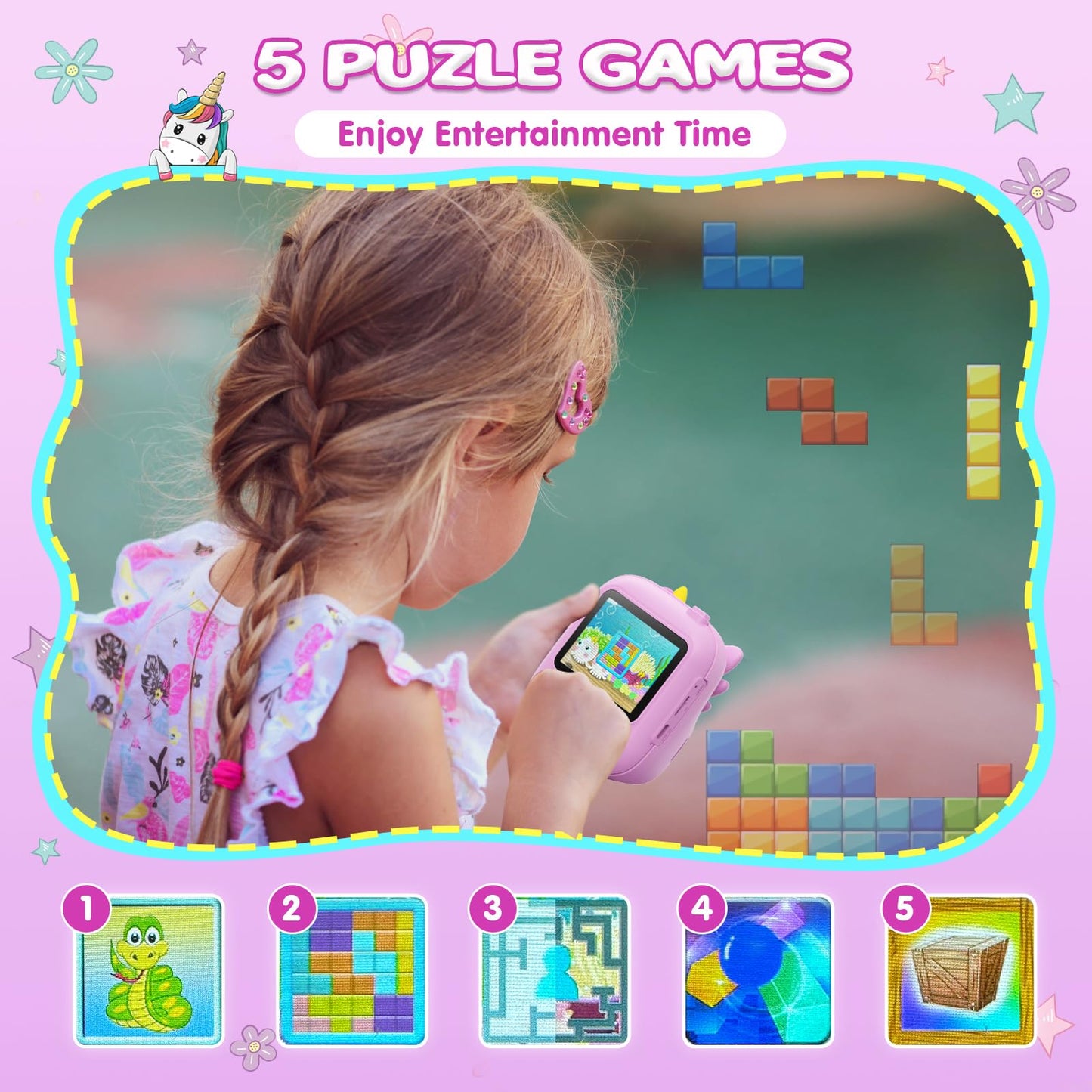 CAMCLID Kids Camera Instant Print, 12MP & 1080P Instant Camera for Kids with 32G SD Card & Print Paper, Selfie Digital Video Camera for Toddler,Christmas Birthday Gifts for Girls Boy Age 3-12 (Purple)