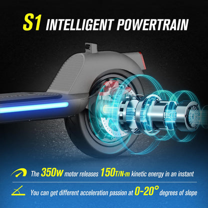 Smart Electric Scooter for Adults - Max 18.6 Mile Range and 15.5Mph for 350W Moter, Auto-Sensing Automatic Headlamps,Headlight & Taillight Foldable, Cruise Control System E Scooter - A5004