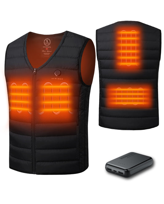 HEWINZE Men's Heated Vest Lightweight V-Neck with Battery Pack 5V,Electric Heating Vest,US Medium, Black