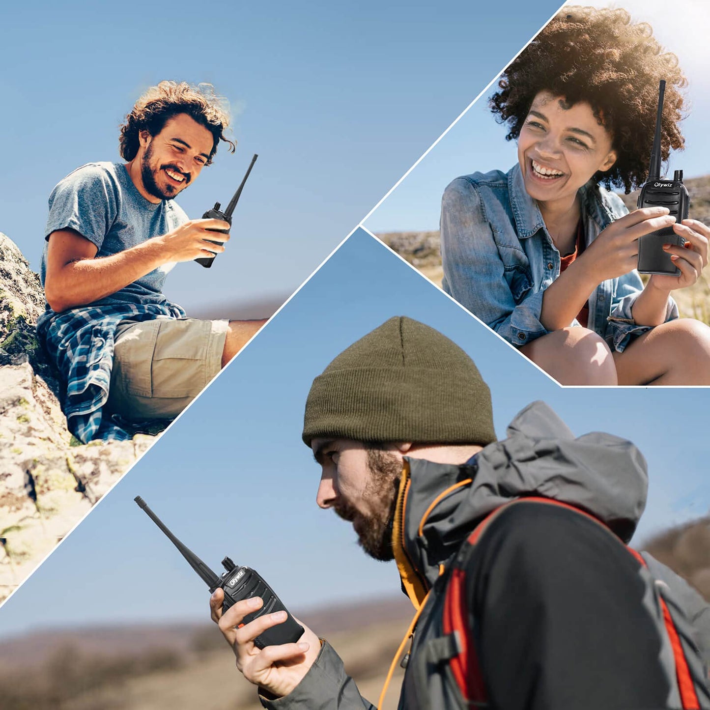 Olywiz Walkie Talkies GMRS Radio for Adults Long Range Rechargeable 2 Way Radio with Flashlight for School Business Family 2 Pack