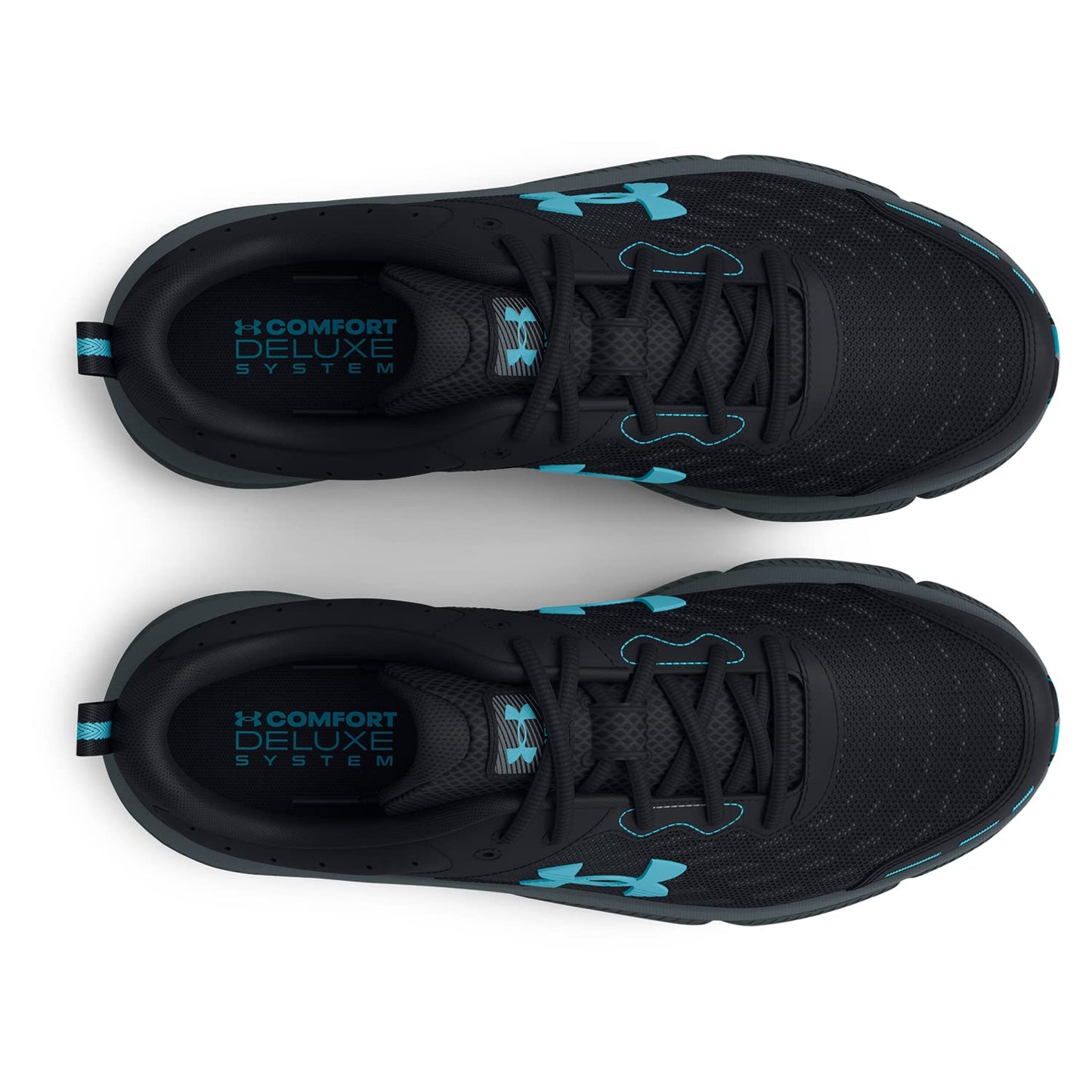 Under Armour Men's Charged Assert 10 Running Shoe, (003) Black/Black/Blue Surf, 10.5