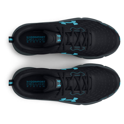 Under Armour Men's Charged Assert 10 Running Shoe, (003) Black/Black/Blue Surf, 10.5