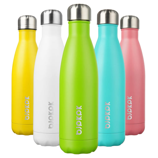 BJPKPK Insulated Water Bottles -17oz/500ml -Stainless Steel Water bottles,Sports water bottles Keep cold for 24 Hours and hot for 12 Hours,BPA Free kids water bottles for School- Green
