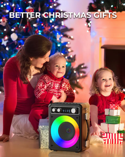 VOSOCO Karaoke Machine, Portable Bluetooth Speaker with 2 Wireless Microphones, PA System for Adults Kids with LED Lights, Supports TWS/REC/FM/AUX/USB/TF for Home Party