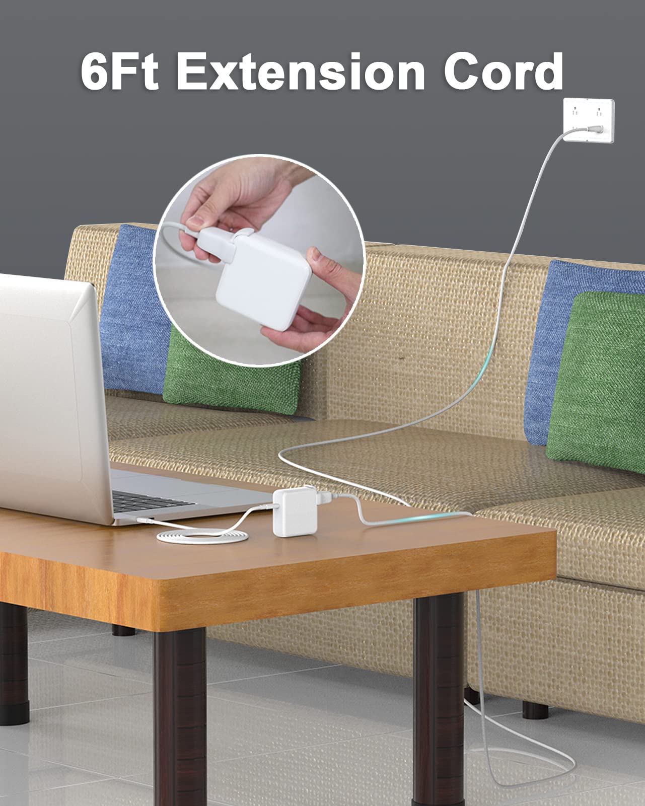 140W USB C Charger for MacBook Pro 16 inch 2021, MacBook Air, USB-C Power Adapter for iPhone 13/12, iPad Pro/Air, with 6ft Power Adapter Extension Cable