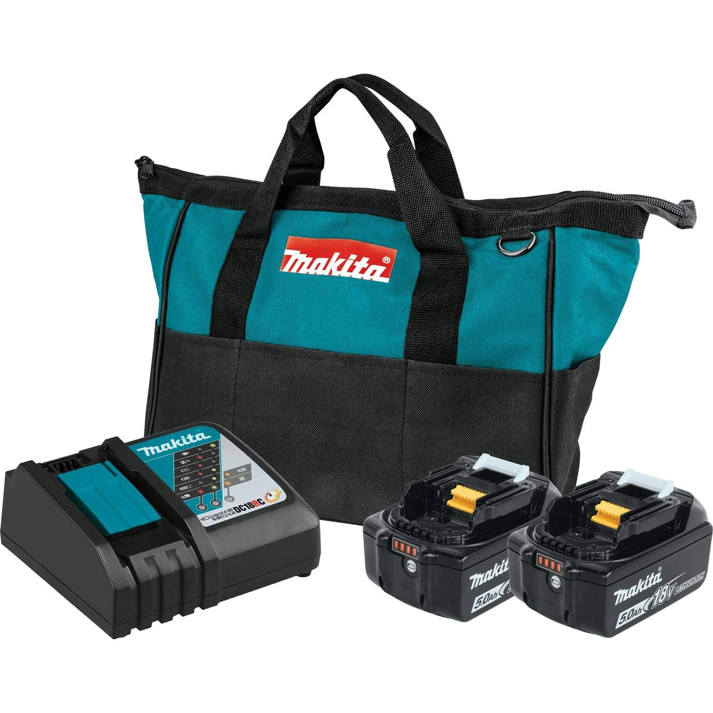 Makita BL1850BDC2 18V LXT Lithium-Ion Battery and Rapid Optimum Charger Starter Pack (5.0Ah) with XSS02Z 18V LXT Lithium-Ion Cordless 6-1/2" Circular Saw