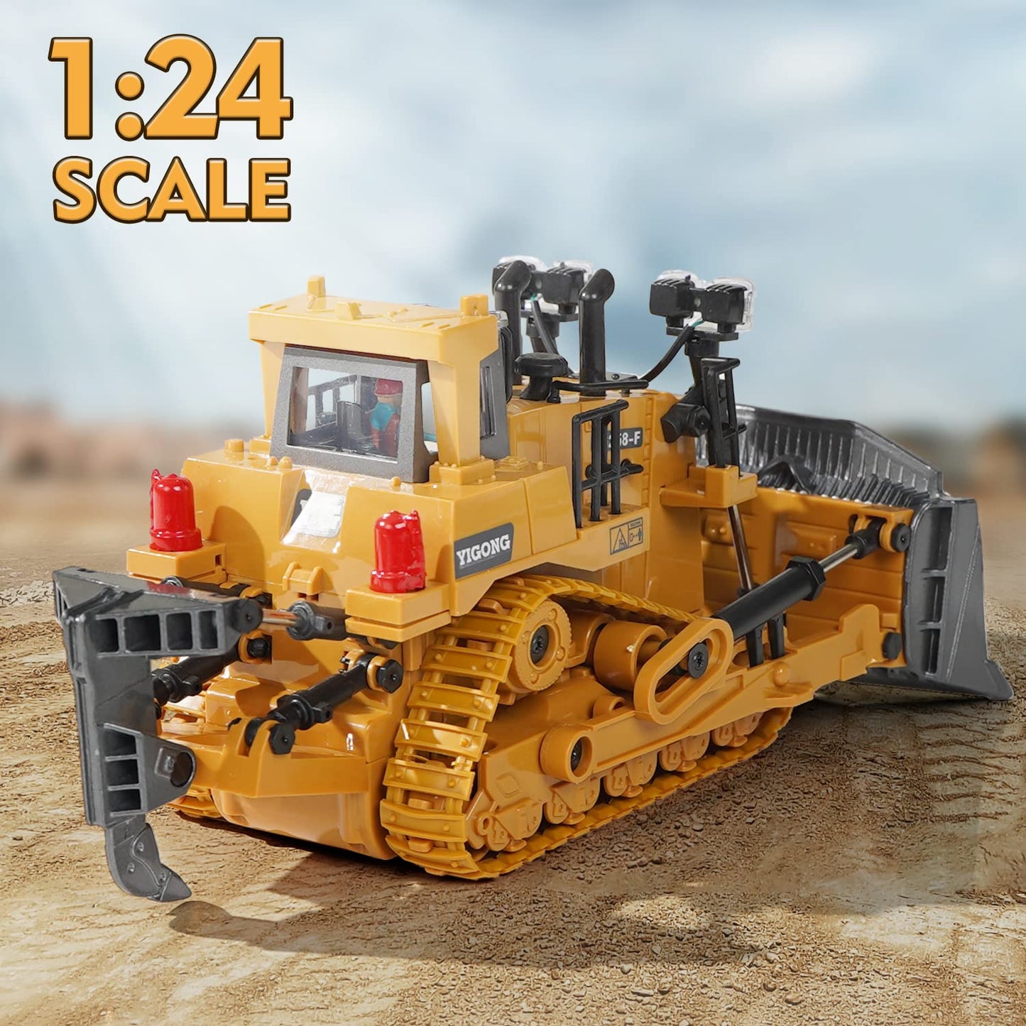FUUY Remote Control Metal Bulldozer Toy for Kids Ages 3-7 - Realistic Construction Vehicle with Shovel and Ripper for Boys - Building Toys
