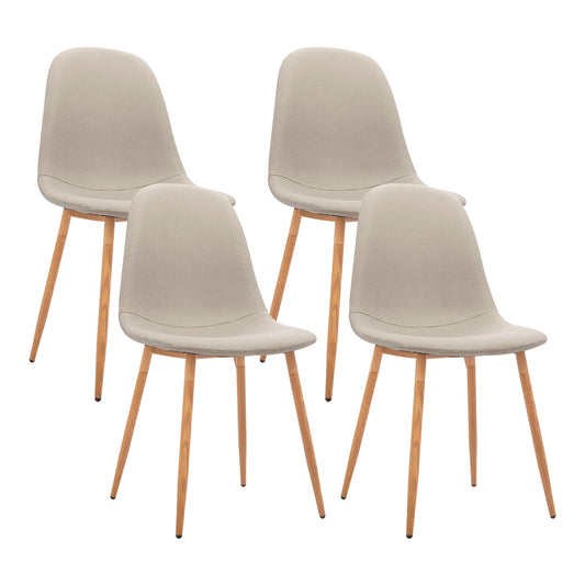 CangLong Upholstered Cushion Seat Back, Mid Century Metal Legs for Kitchen Dining Room Side Chair, Set of 4, Light Grey