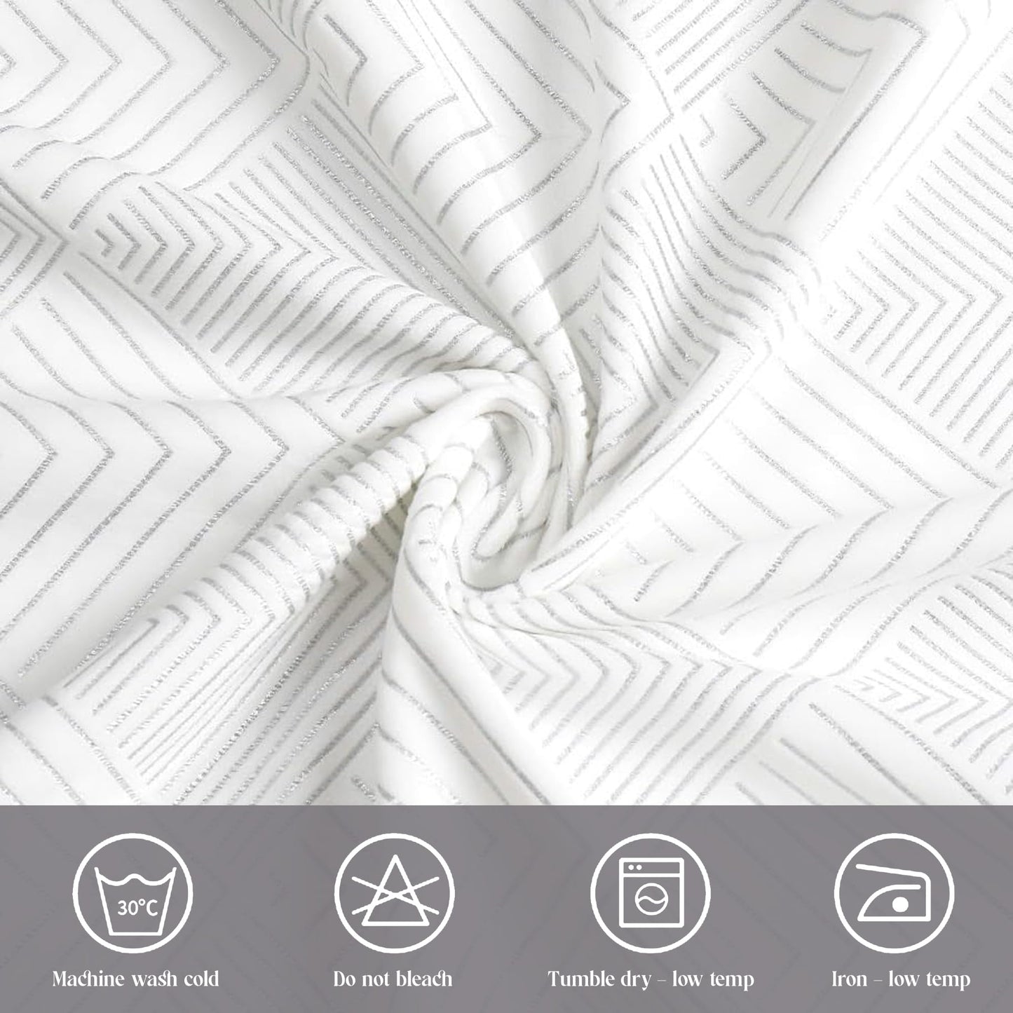 Majestic Giftware Velvet Tablecloths for Rectangle Tables | (70/144) - TC1407 Silver Geometric Print Hem Stitch Dining Table Cover | Decorative Washable Rectangle Tablecloth for Kitchen, Dinning