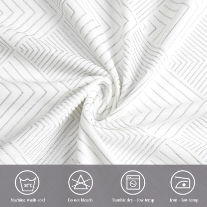Majestic Giftware Velvet Tablecloths for Rectangle Tables | (70/144) - TC1407 Silver Geometric Print Hem Stitch Dining Table Cover | Decorative Washable Rectangle Tablecloth for Kitchen, Dinning