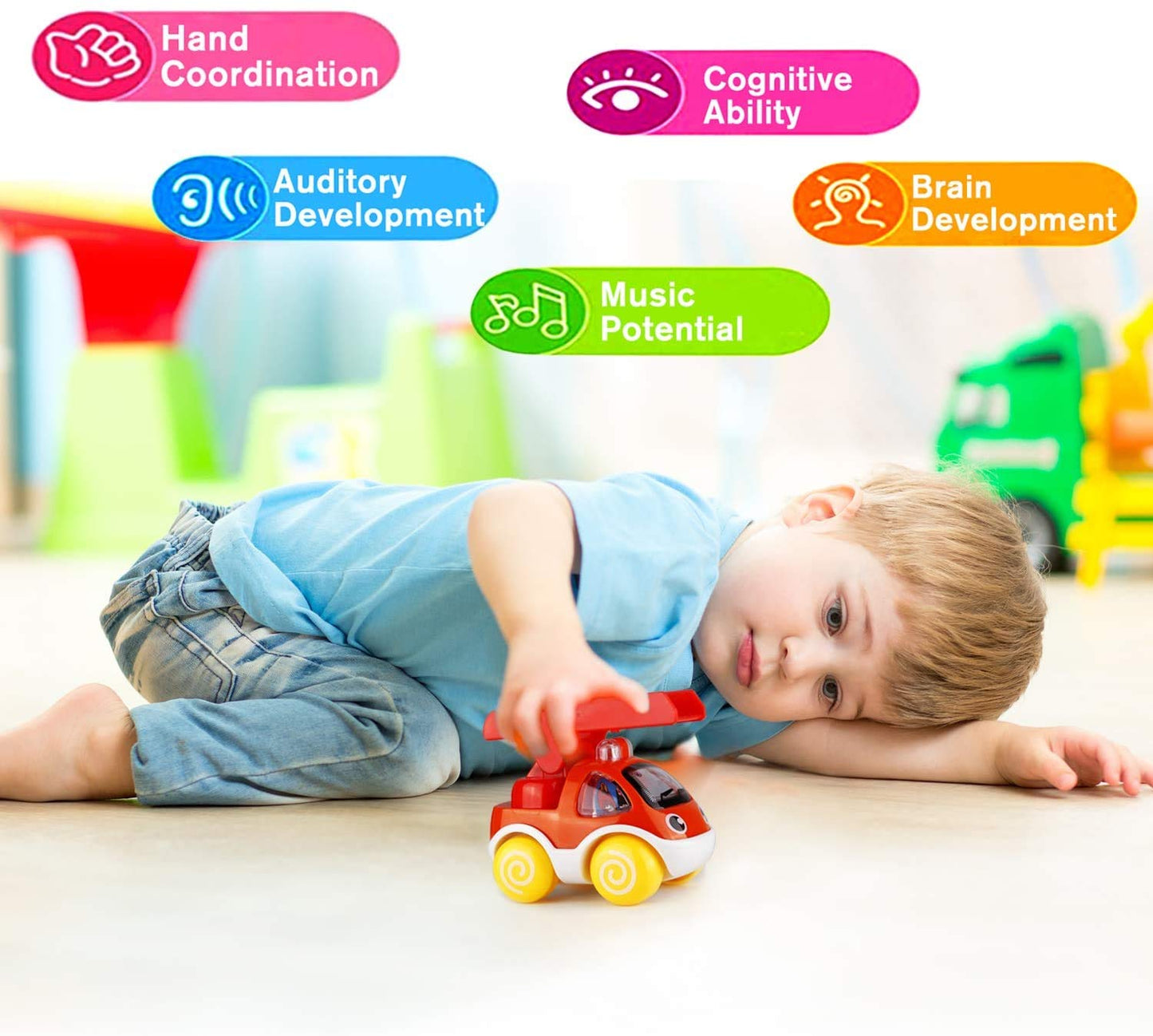 ShinePick Pull Back Cars, Toy Cars for Toddlers, Push and Go Vehicles Toys Friction Powered Car Toys Christmas Birthday Gift for Kids, Boys and Girls (6 Pcs)