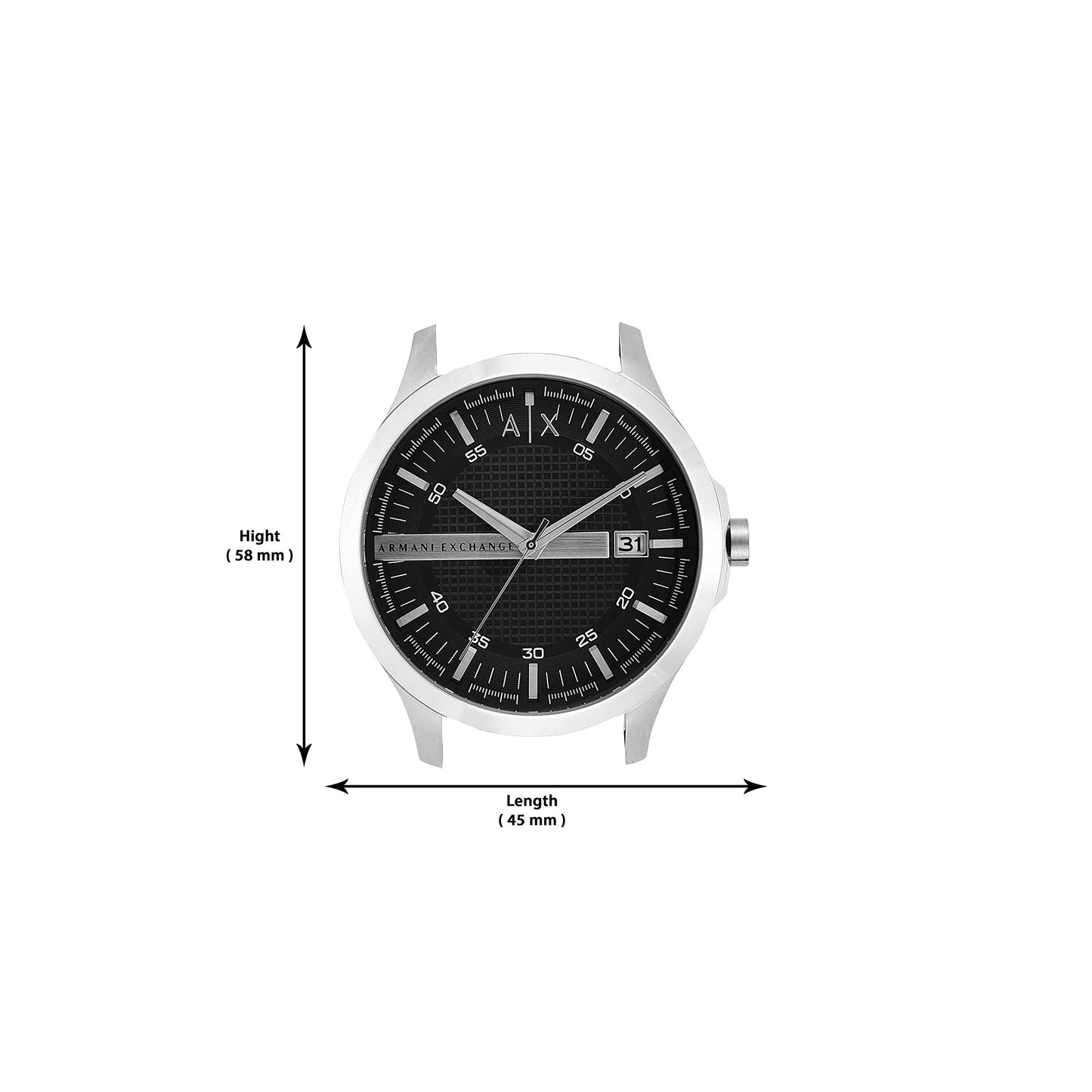 A|X ARMANI EXCHANGE Men's Leather Strap Watch, Color: Black/Silver (Model: AX2101)