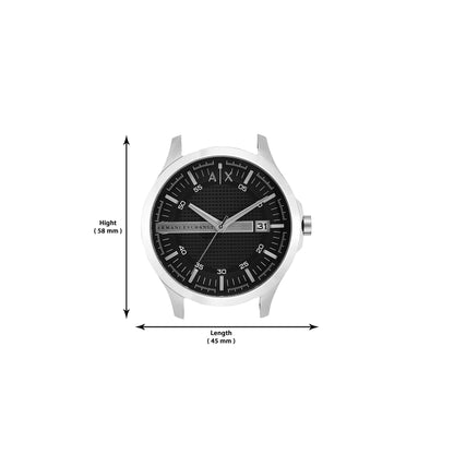 A|X ARMANI EXCHANGE Men's Leather Strap Watch, Color: Black/Silver (Model: AX2101)