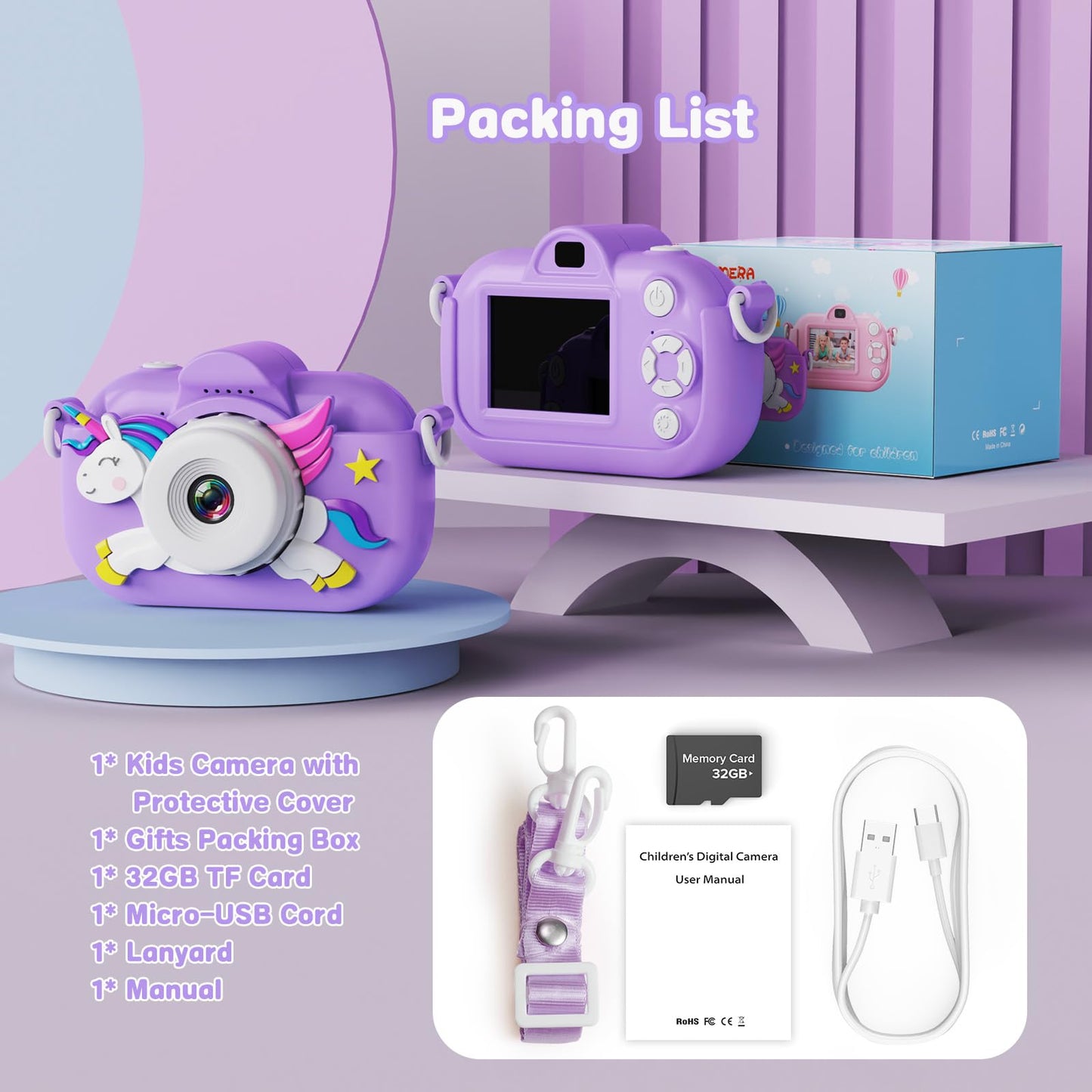 MKQ Kids Camera Toddler Camera for Girls Boys, 3-12 Year Old Girl Boy Gifts Kid Camera Toys, 1080P HD Kids Digital Video Cameras for Toddler, Child Camera for 3 4 5 6 7 8 9 10 11 12 Years Old Kids