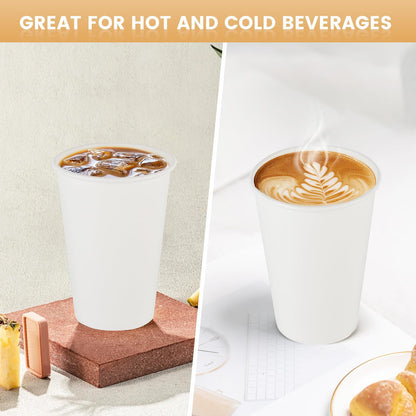 vivigu Coffee Cups 12 oz - 100 Pack White Paper Cups, To Go Coffee Cups, Disposable Tea Cups for Tea Party, Hot Cups Bulk for Office, Home, Travel, Restaurants
