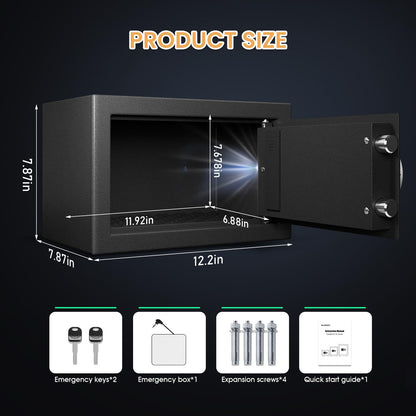 Karbeen 0.5 Cub Fireproof Safe Box, Small Safe with Digital Keypad, Mute Function and Anti-Theft Locking System, All Wrapped Edge Design Home Safe for Money Jewelry Document Valuable