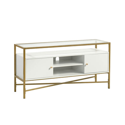 Sauder Harper Heights TV Credenza, L: 48.82" x W: 15.55" x H: 25.0", White Finish