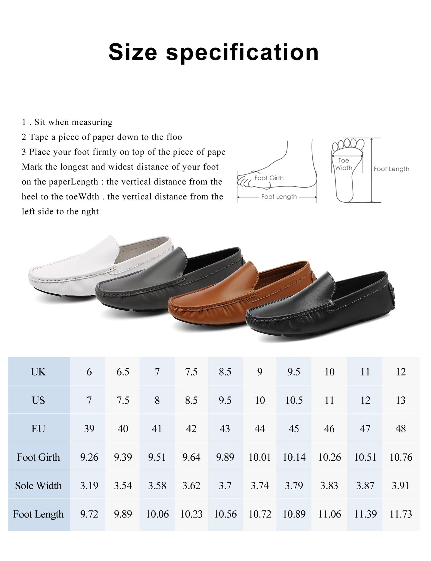 VANDESK Men's Loafers Casual Slip On Shoes Soft Penny Loafers for Men Lightweight Driving Boat Shoes Office Shoes White Dress Shoes Black 9.5 HS-43