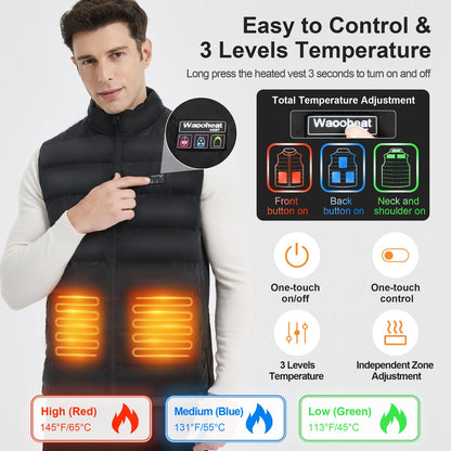 Heated Vest, Heated Jackets for Men Women with 3 Levels Heating, Unisex Winter Heated Vests Outerwear with Rechargeable Battery, Lightweight Heating Vest for Skiing, Hiking, Hunting, Cycling, Fishing