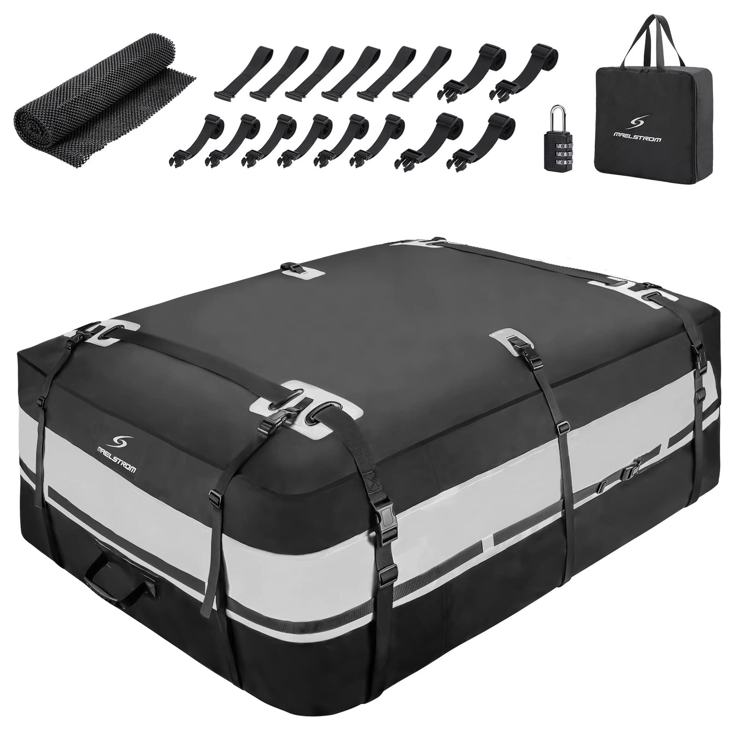 Maelstrom Rooftop Cargo Carrier,Car Roof Bag,21 Cubic Feet Waterproof Roof Rack Cargo Carrier,Tear Resistant Vehicle Cargo Carrier for Car with/Without Rack,Gray (BST01-MSRB01-21CFBK-2)